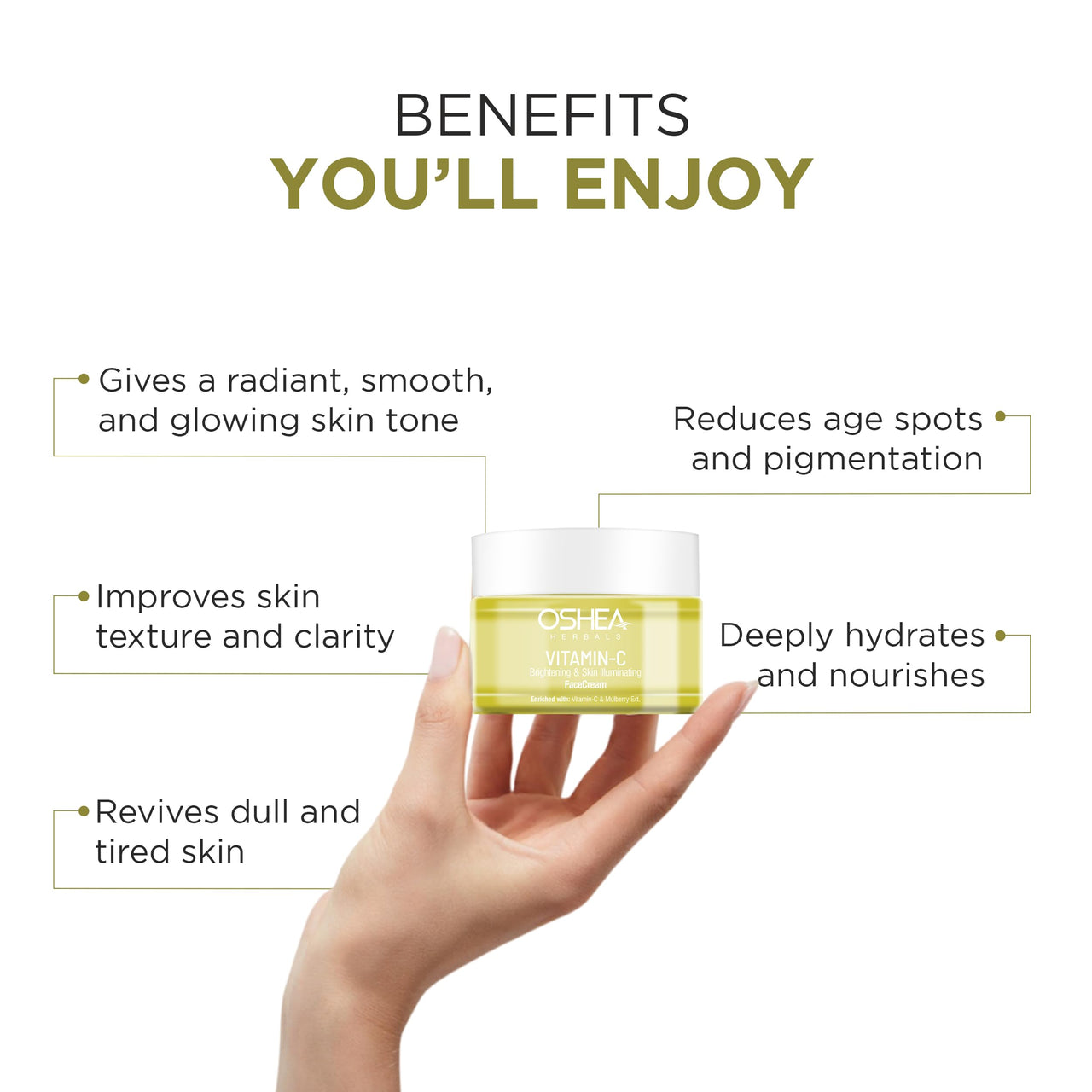 Oshea Herbals Brightening & Skin Illuminating Face Cream For All Skin Types | Hydrates, Fades Age Spots & Refines Texture| Enriched with Mulberry Extract & Vitamin C - 50 g