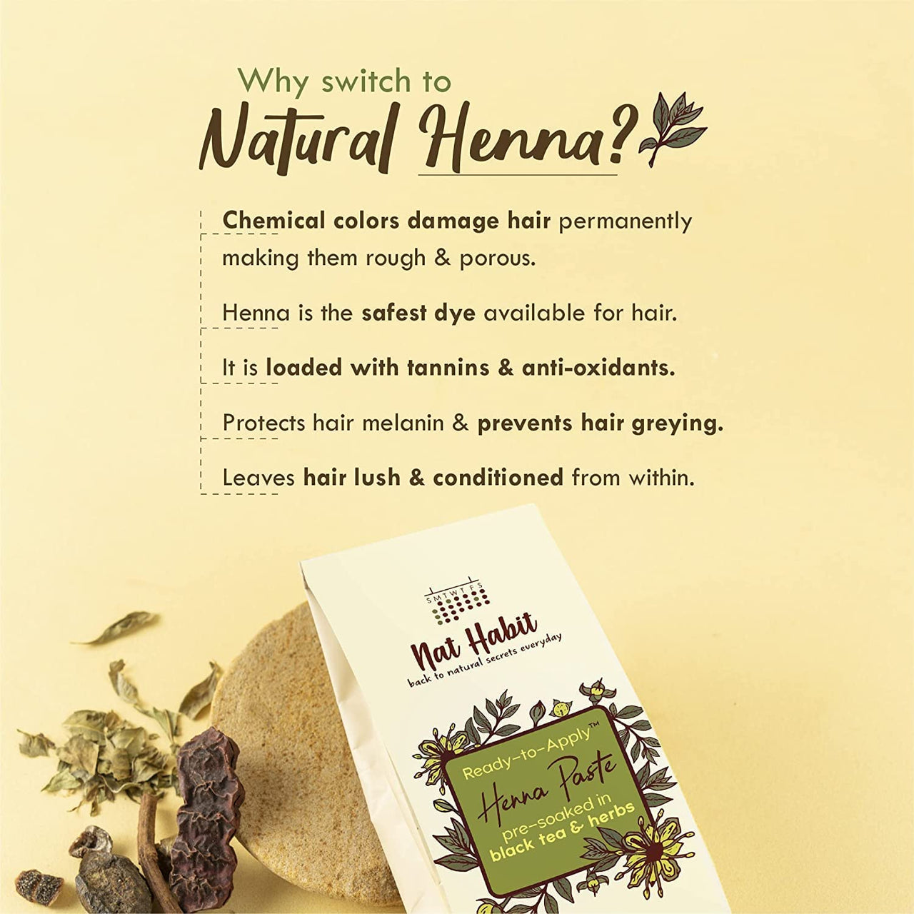 Nat Habit Lip Balm Fresh Beetroot Crush 10gm Lip Butter For Natural Pink Lips and Nat Habit Henna Paste, 100% Natural Rajasthani Henna - (Pack of 4 x 220g)