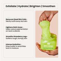 WildOak Tropical Rainforest Sugar Body Scrub | 300g | Kojic & Hyaluronic Acid, Ceramides, Collagen & Peptides | De-Tan & Brightens Dark Areas | Smooths Strawberry Legs & Arms | Hydrates & Exfoliates