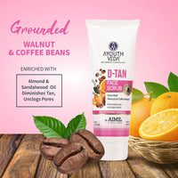 Ayouthveda D-Tan Scrub for Tan Removal, Glowing Skin & Deep Exfoliation | With Papaya, Lemon, Almond & Walnut | Removes Dead Skin Cells, Improves Texture | For All Skin Types| For Men & Women | 100g