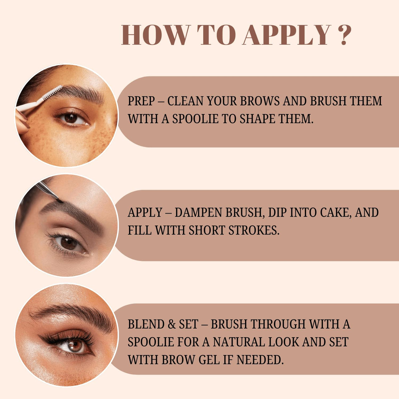 Lakyou Beauty Eyebrow Cake(Enhancer) | Comes With 4 Natural Shades And A Dual Side Brush one side angel and A Spoolie | Wterproof | 16g
