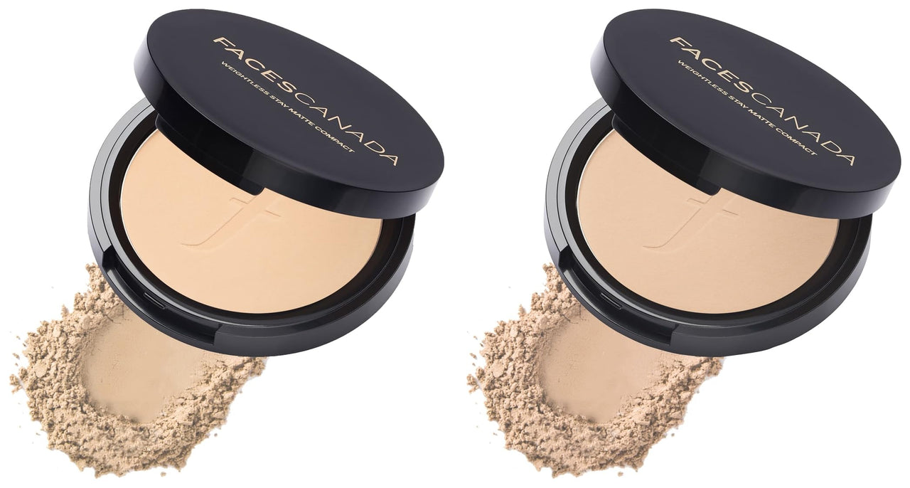 Faces Canada Weightless Stay Matte Compact Vitamin E & Shea Butter, Spf-20 Ivory 01, 9 g and Faces Canada Weightless Stay Matte Compact Vitamin E & Shea Butter, Spf-20 Natural 02, 9 g