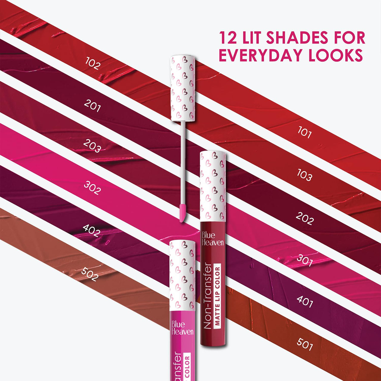 Blue Heaven Non Transfer Lip Color | Liquid lipstick Waterproof & Smudge Proof | Intense Pigment | Long-Lasting upto 8hr | Matte Finish with Hydrating Formula | 501 | 3GM
