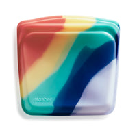 Stasher Reusable Silicone Storage Bag, Food Storage Container, Microwave and Dishwasher Safe, Leak-free, Sandwich, Rainbow Splash