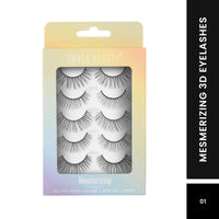 Swiss Beauty Cruelty-Free 3D Eyelashes - Pack of 10 False Eyelashes | Volumising Eye Lashes | Lengthening Eye Lashes | Lightweight Eyelashes | Shade - Black 02, Set of 5