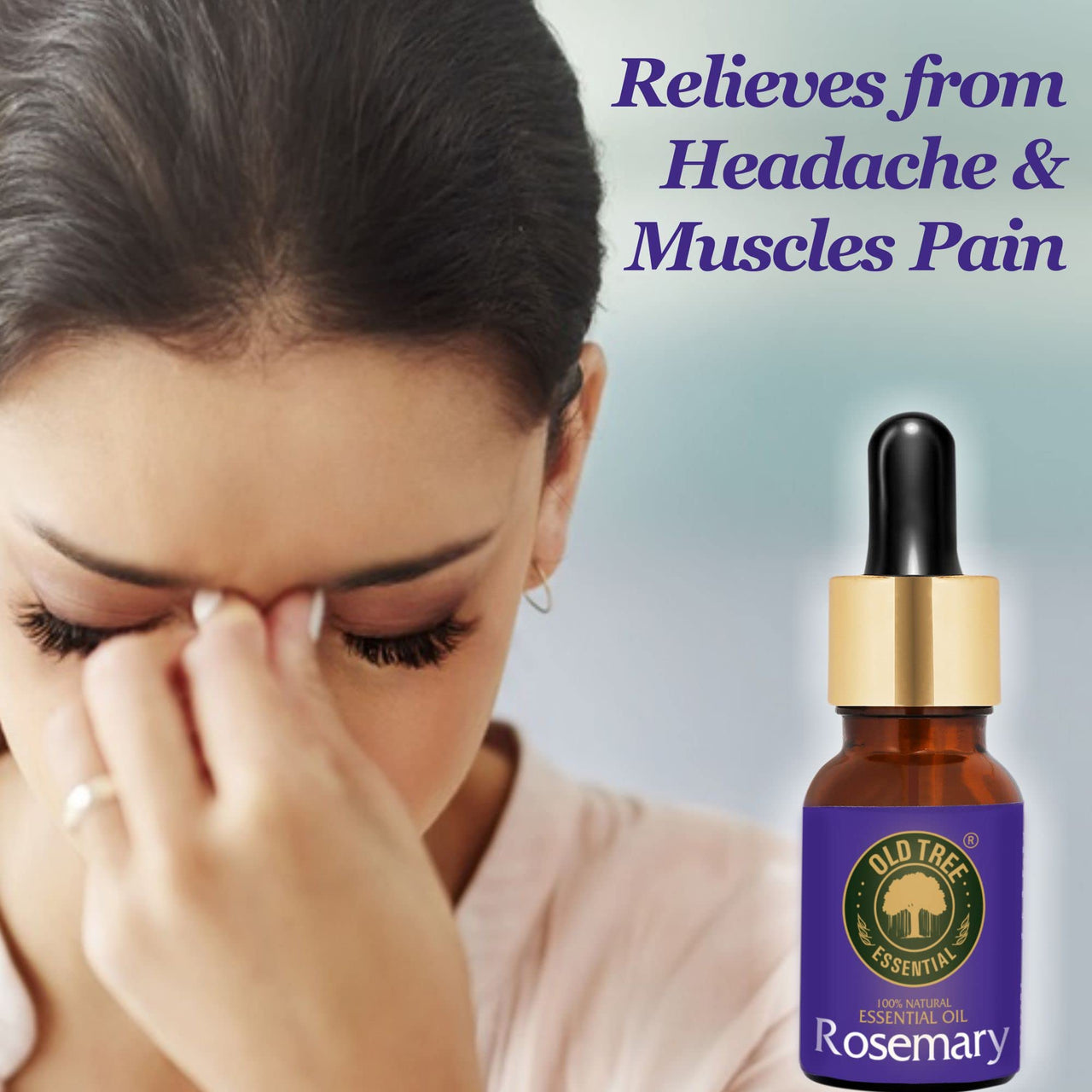 Old Tree Rosemary Essential Oil for Hair Growth for Women & Men (15ml) - Pure and Natural Oil with Dropper for Skin, Body, Diffuser, Aroma Therapy & Relaxation