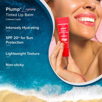 Aqualogica Plump+ Luscious Tinted Lip Balm for Men & Women - Lip Mask for Dry, Dark & Pigmented Lips with Watermelon & Hyaluronic Acid -10g (Crimson Candy)