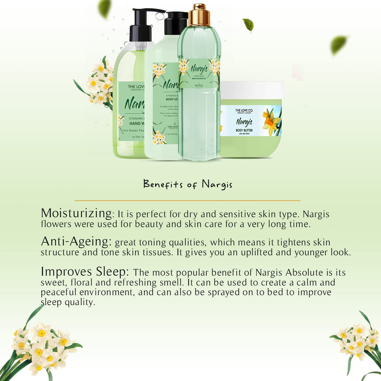 THE LOVE CO. Nargis Body Lotion - Nourishing Formula for Dry Skin - Women & Men - Enhanced with Jojoba Oil, Shea Butter, Vitamin E - 250Ml - Best for Daily Moisturizing