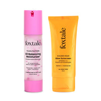 Foxtale Glow & Balance Duo | Oil Balancing Moisturizer + SPF 50 Glow Sunscreen | Controls oil, hydrates, repairs skin barrier & gives sun-protected glow | For oily to combination skin