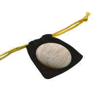 Cream Moonstone Palm Stone - Pocket Massage Worry Stone for Natural Body Chakra Balancing, Reiki Healing and Crystal Grid Cream Moonstone