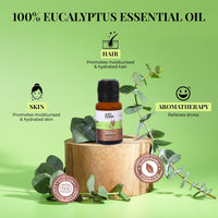 Just Herbs Eucalyptus Undiluted Steam Distilled 100% Natural Essential Oil for Hair Growth | Steam Inhalation | Aromatherapy and Skincare 10ml
