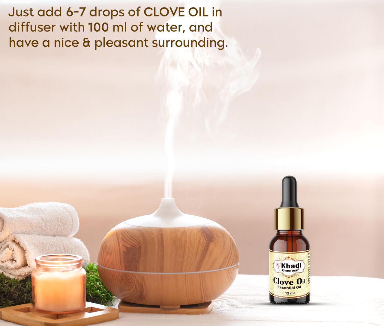Khadi Omorose Clove Bud Essential Oil | Pure, Natural & Undiluted For Hair, Skin & Tooth (12 ML)