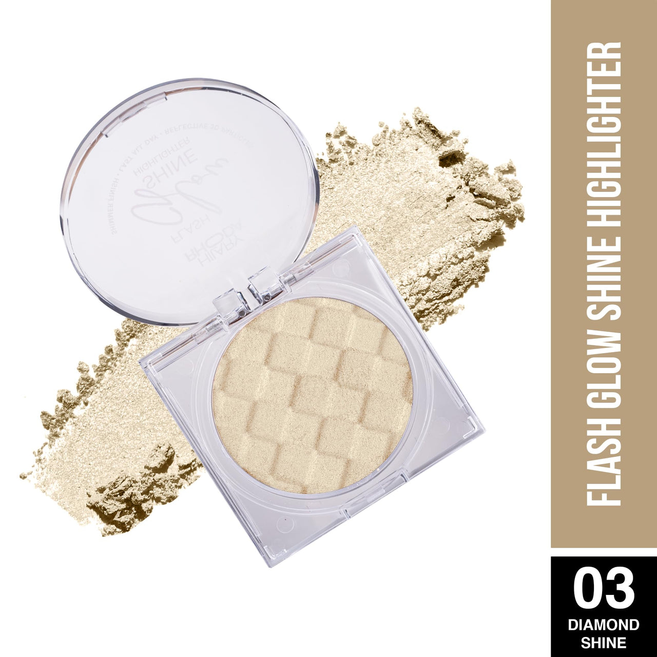 Hilary Rhoda Flash Glow Shine Highlighter | Rich Colour Payoff | Superfine Particles | 3D Reflective Glow | Blends Flawlessly -7g (Diamond Shine -Shade 03)