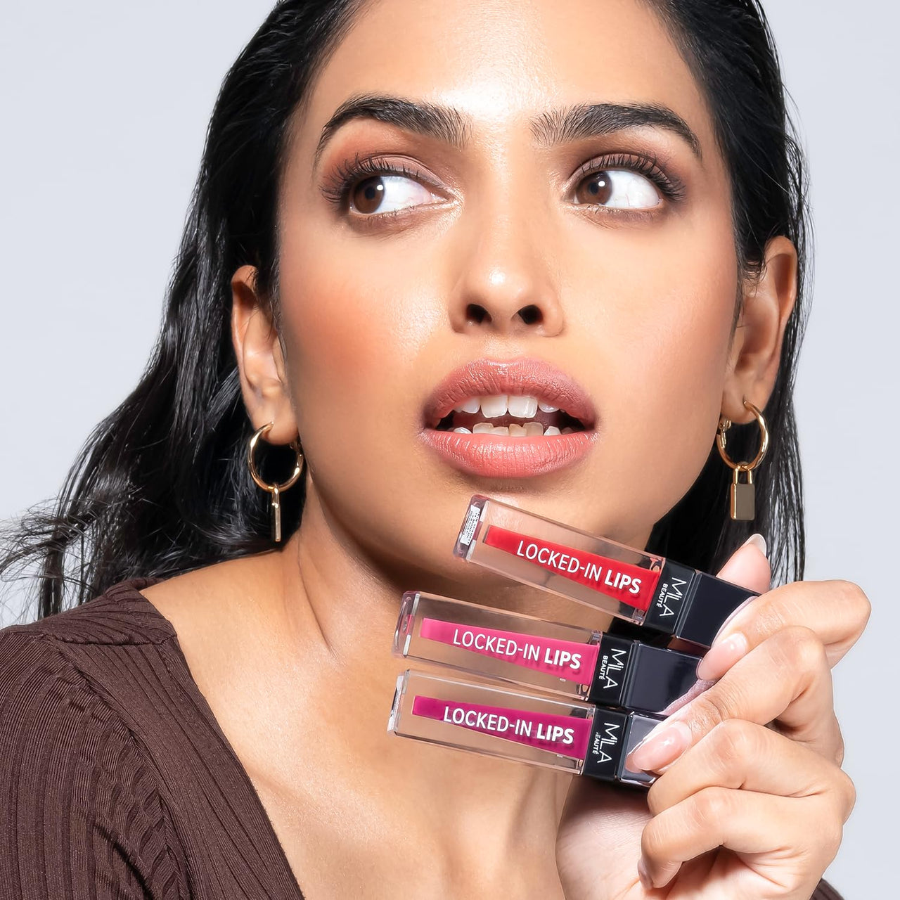 Mila Beauté Locked In Lips Transfer Proof Liquid Lipstick | Lasts Upto 12 Hrs. | Highly Pigmented and Hydrating | Transfer Proof Formula with Hyaluronic Acid | Smooth Glide Application - (Pink Cola, 4.5 ml)