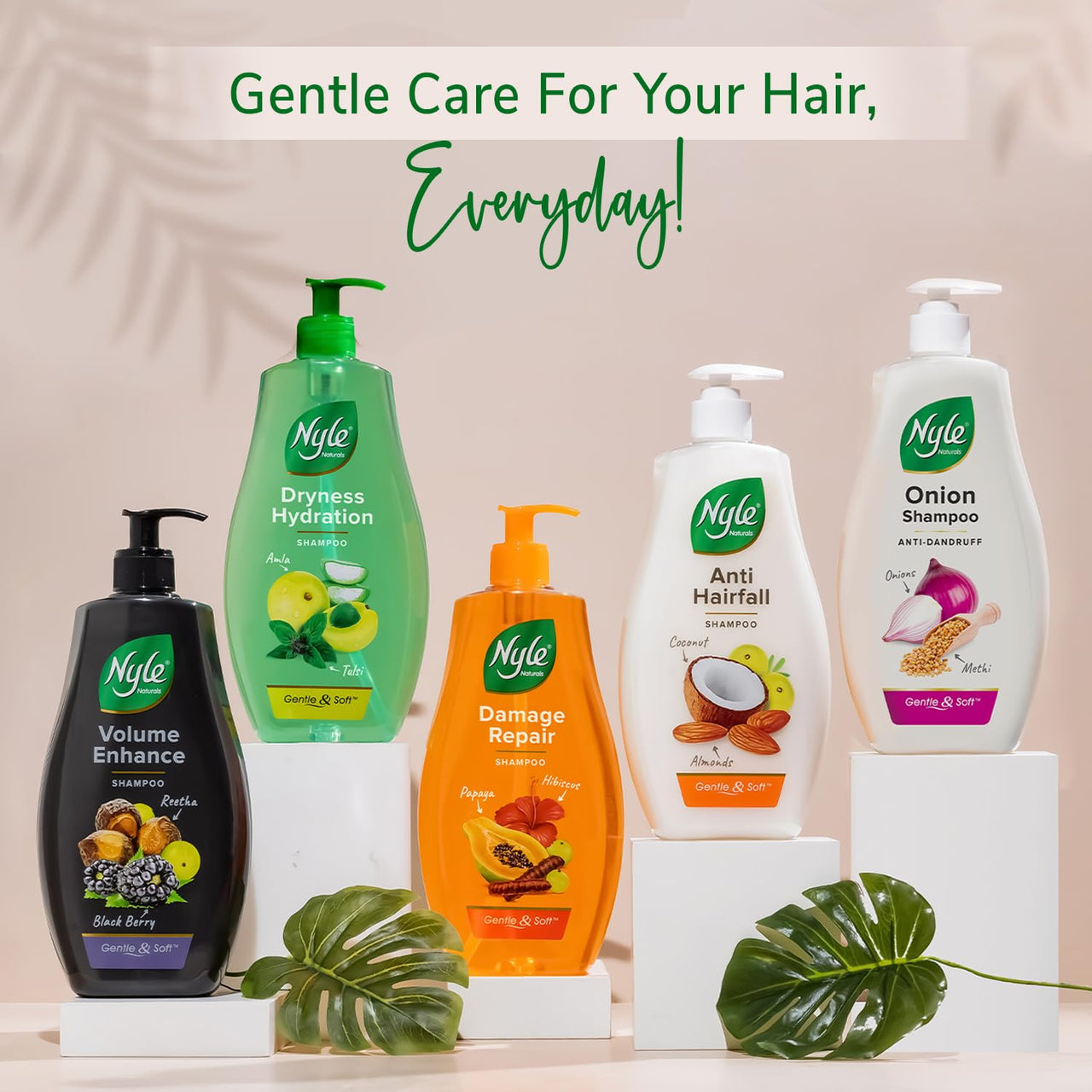 Nyle Naturals Onion Anti-Dandruff Shampoo, With Onion and Fenugreek, Gentle & Soft Shampoo, pH Balanced and Paraben Free, For Men and Women, 800ml