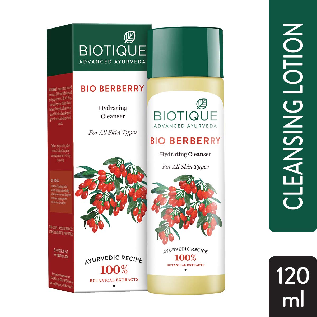 Biotique Bio Berry Plumping Lip Balm Smoothes & Swells Lips, 12G & Biotique Bio Berberry Hydrating Cleanser For All Skin Types, 120Ml