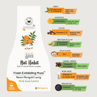 Nat Habit Face Scrub, Neem-Marigold-Laung Exfoliating Mura For Oil & Acne Control, With Neem Antimicrobial Qualities Provide Clean, Clear & Soft Skin (Pack of 2 x 25 gm)