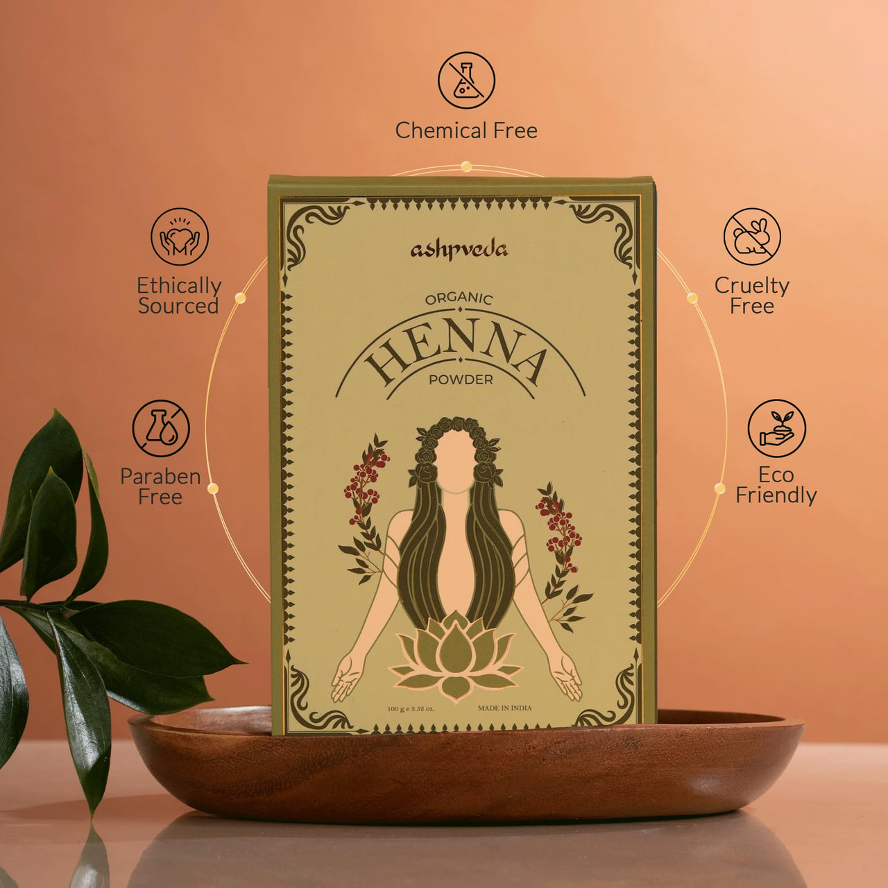 Ashpveda Organic Hair Color Henna & Indigo Powder Combo | 100% Organic Plant-Based, Sun Dried, Triple Refined | Natural Grey Hair Coverage | Premium Hair Color for Women and Men (100gm +100gm)