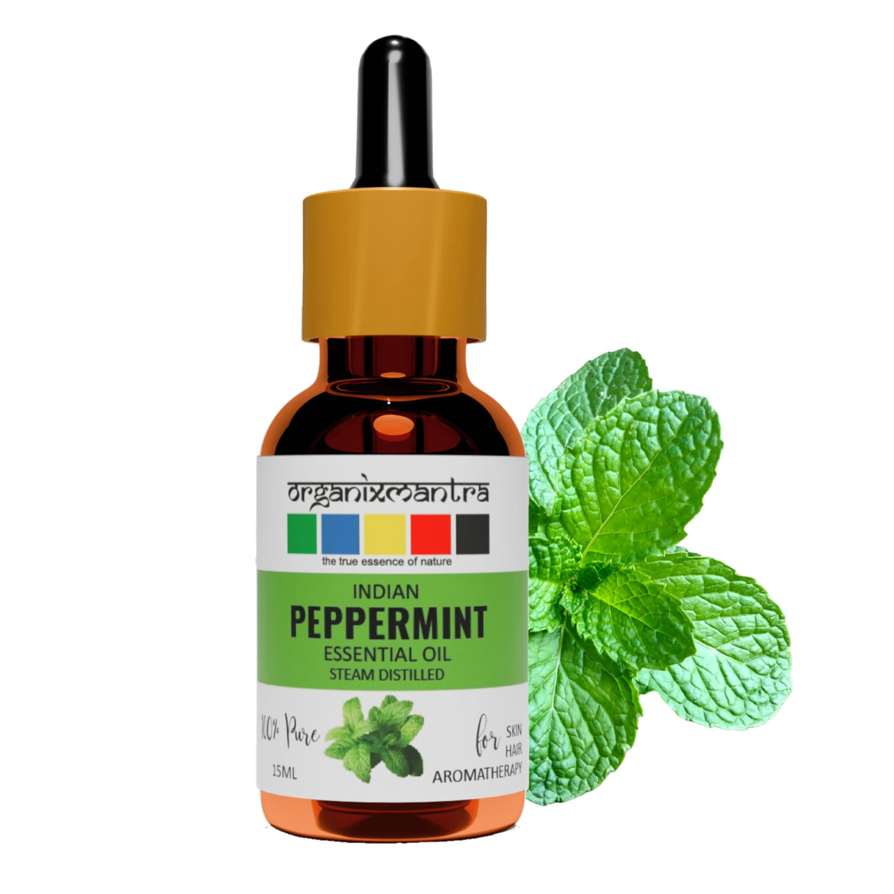 Organix Mantra Peppermint Oil for Skin, Hair, Personal Care & DIY - 100% Natural & Steam Distilled Oil - 15ML