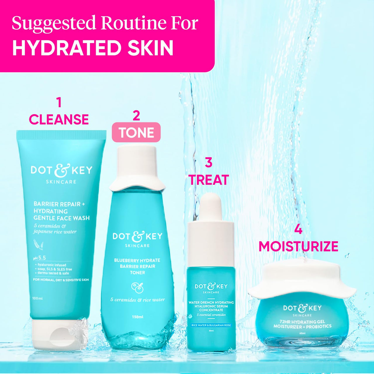 Dot & Key Rice Water Hydrating Toner With Hyaluronic |Rice Water Toner For Dry Skin, Sensitive Skin & Oily Skin |Alcohol-Free |Quick Absorbing & Non Sticky, For Hydrated Skin |Exfoliates Pores |150ml