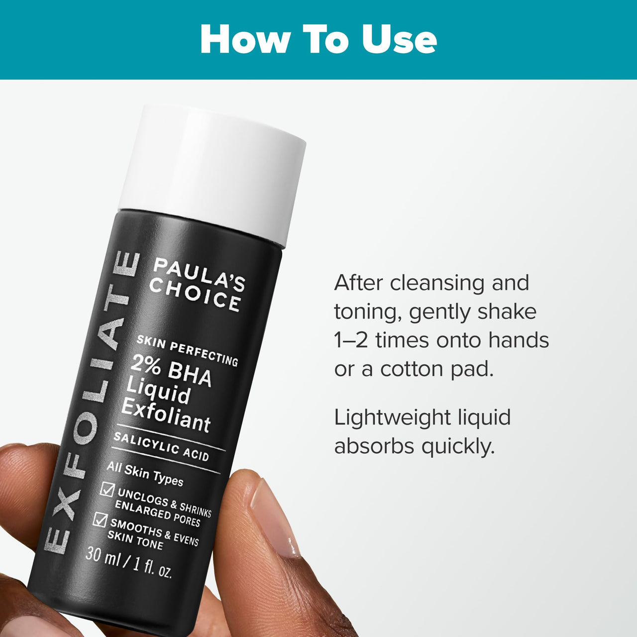 PAULA'S CHOICE SKIN PERFECTING 2% BHA Liquid Salicylic Acid Exfoliant-Facial Exfoliant for Blackheads, Enlarged Pores, Wrinkles, Fine Lines- 30 ml Bottle (Travel Size) (22016)
