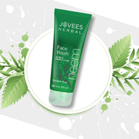 Jovees Herbal Neem Face Wash For Clear Skin with Neem & Tea Tree Ext | Gentle For Oily & Acne-Prone Skin | Controls Oil, Pimples and Dark Spots | Acne Control Cleanser For All Skin Type - 50ml