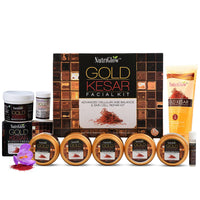 NutriGlow Gold Kesar Facial Kit (250gm + 10ml) with Bleach Cream (43gm) & Face Wash (65ml), All Skin Types (Pack Of 3)