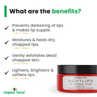 Organic Netra Lip Lightning Scrub for Soft Lip | Lightens, Brighten & Soften Lips |Moistures & Heals Dry and Chapped Lips |Enriched with Natural and Organic Ingredients with No Harmful Chemicals - 25g