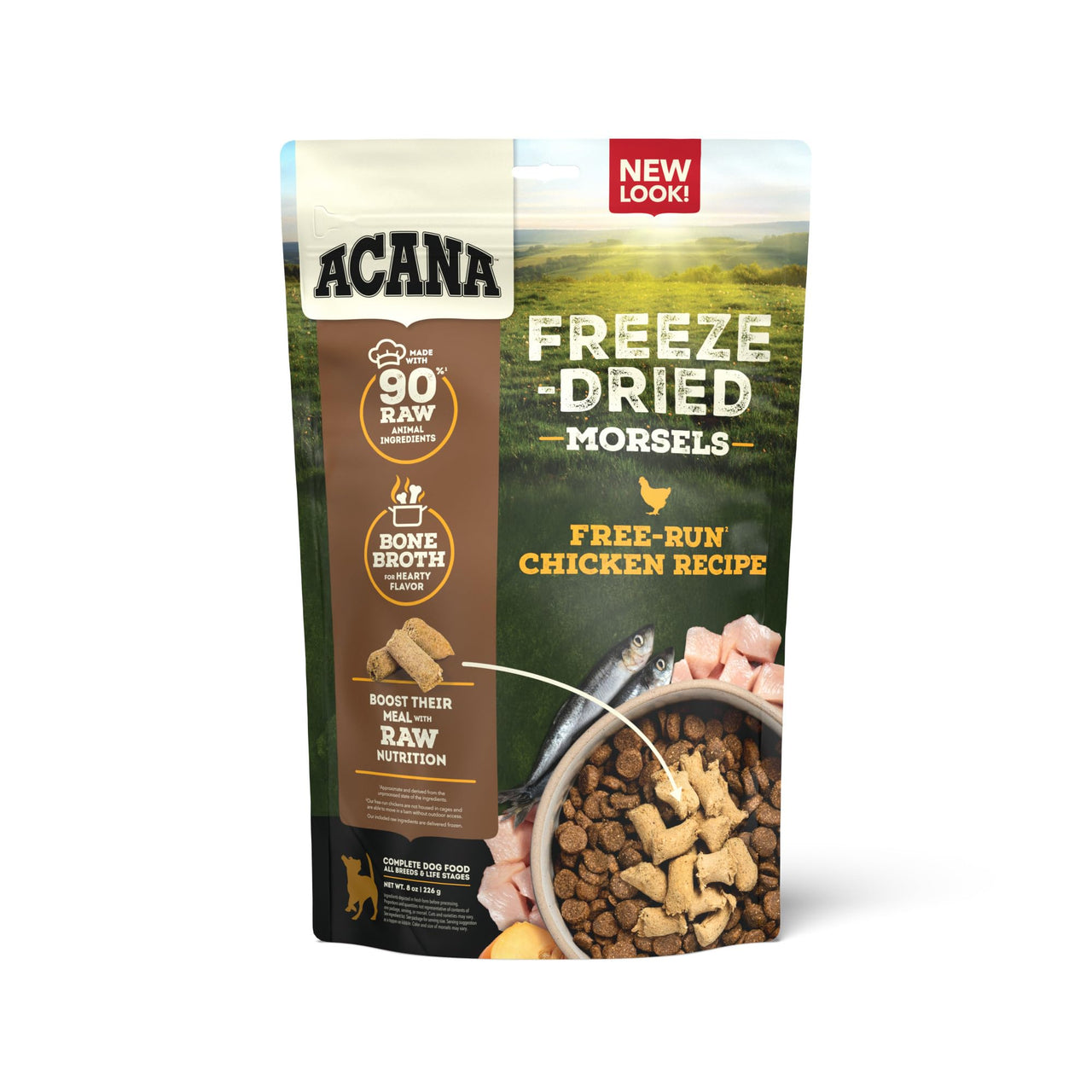 ACANA Freeze Dried Dog Food Meal & Topper, Grain Free High Protein Free-Run Chicken Recipe, 8oz Freeze-Dried Food Poultry 8 Ounce (Pack of 1)