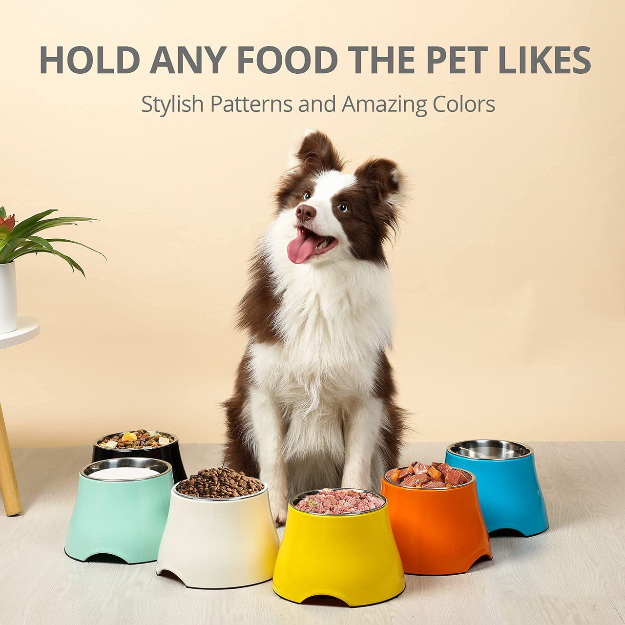 Fluffydream Elevated Dog Bowls,[Prevention of Vertebrae Disease][Super Non-Slip] Dog Bowl with Stainless Steel Bowl,High Capacity Dog Food Bowls,Colorful Raised Dog Bowls for Medium/Small Size Dogs M (540ML / 2 Cups) SnowWhite
