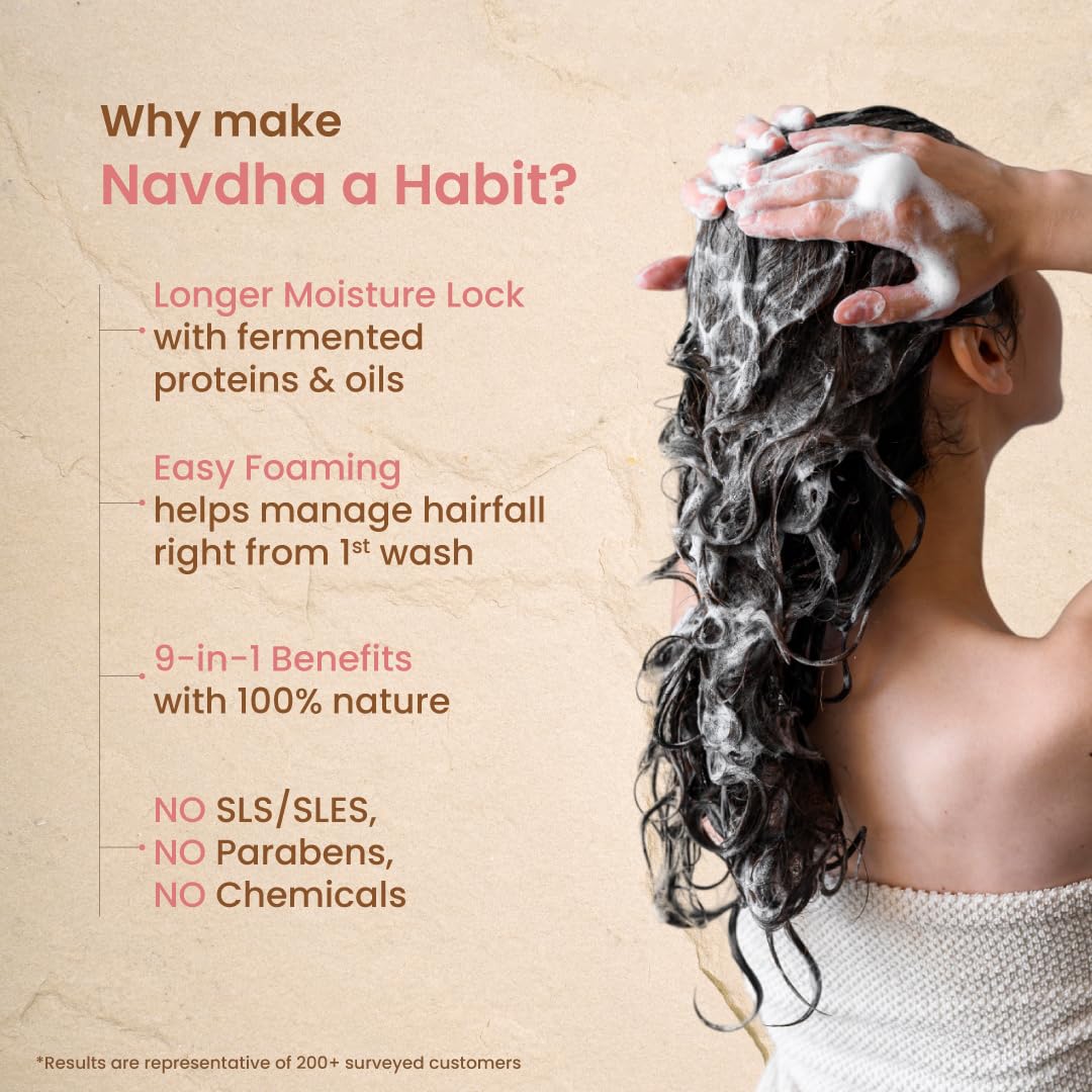 Nat Habit Sulfate-Free Natural Five Oils Hibiscus Hair Growth Shampoo, Navdha Shampoo for Women and Men (Pack of 2 X 250ml)