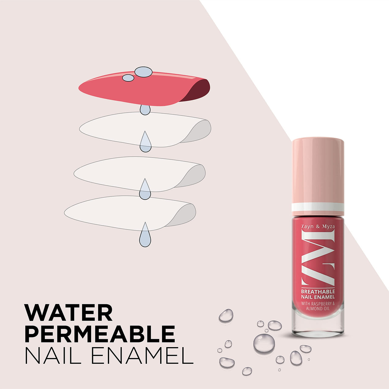 ZM Zayn & Myza Breathable Nail Enamel - Rose Macaroon | Smooth Application | Quick-Drying I Longlasting I Chip-Defiant I Water Permeable | Glossy Finish | 100% Vegan, 6 ml
