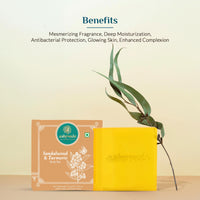 Ashpveda Sandalwood and Turmeric Soap for Bath | Ayurvedic Handmade Natural Scented Premium Bathing Soap for Glowing & Moisturizing Skin (75 gm) (Pack of 2)