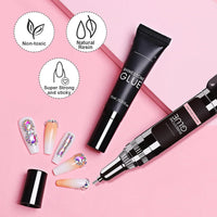 Bolt Bee Nail Rhinestone Glue Set - Gel Nail Glue for Rhinestones, 3D Art Design Super Strong Adhesive for Charm Gems Jewel Crystal Beads Diamonds 15g