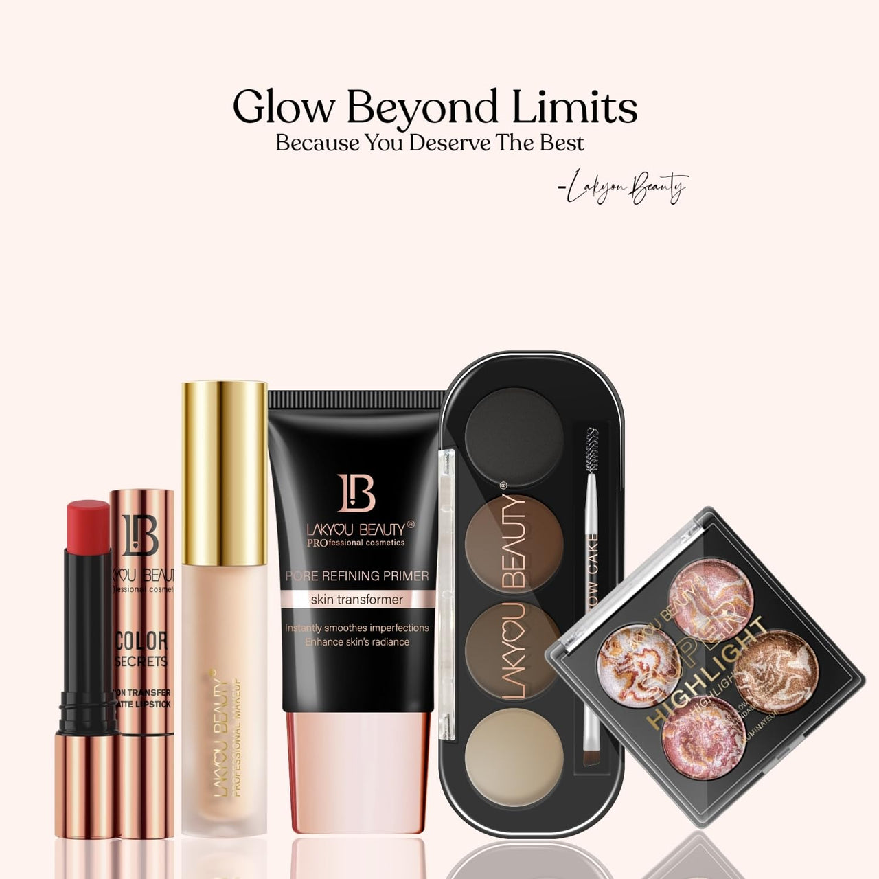LAKYOU BEAUTY Super Highlight Highlighter | Multishade Highlighter Palette | Travel Friendly | Highly Pigmented | Easy to Blend | Long Lasting | Shade-02 | 15g