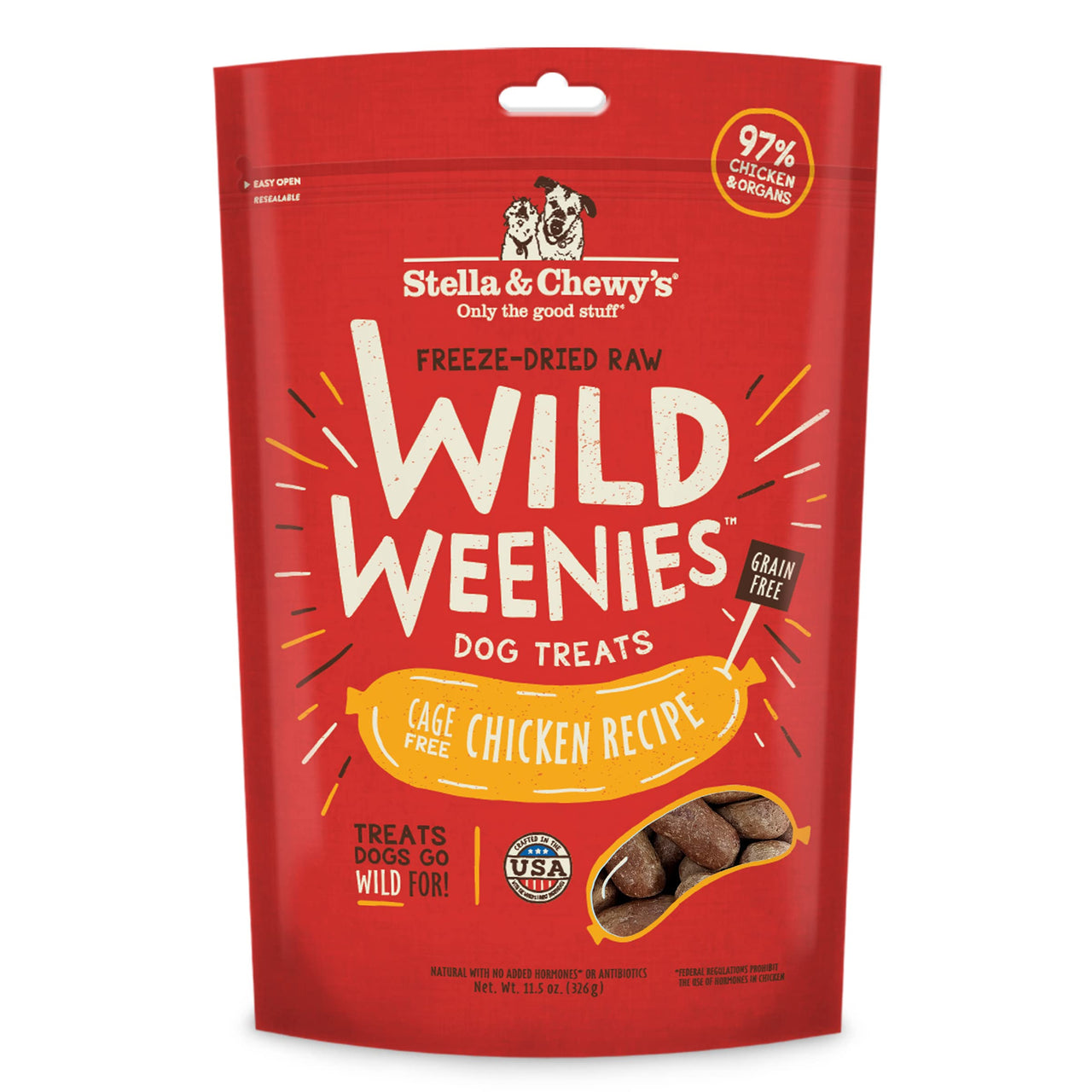 Stella & Chewy's  Freeze-Dried Raw Wild Weenies Dog Treats – All-Natural, Protein Rich, Grain Free Dog & Puppy Treat – Great for Training & Rewarding – Cage-Free Chicken Recipe – 11.5 oz Bag 11.5 Ounce (Pack of 1)