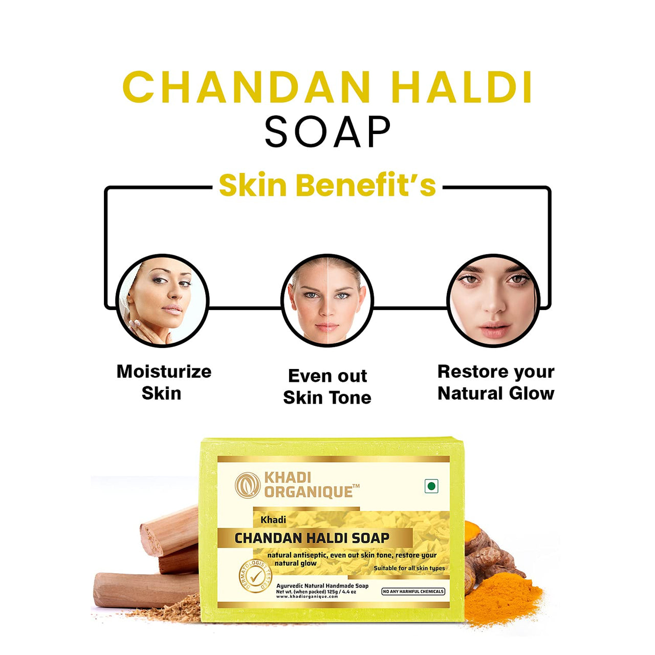 KHADI ORGANIQUE Chandan Haldi Soap, 125 g (Pack of 2)