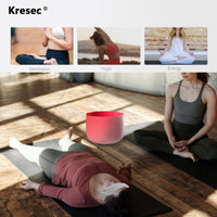 Kresec Red 8 Inch Crystal Singing Bowl C Note (¡À40 cents) Root Chakra with O-ring and Mallet for Meditation, Yoga, Spiritual and Body Healing and Energy Cleansing Red C Note