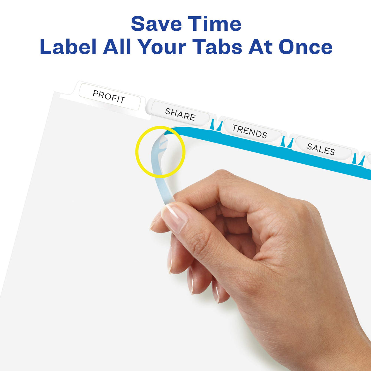 Avery 5-Tab Binder Dividers, Easy Peel Clear Labels for Copiers, Index Maker, White Tabs, 5 Sets (11421)