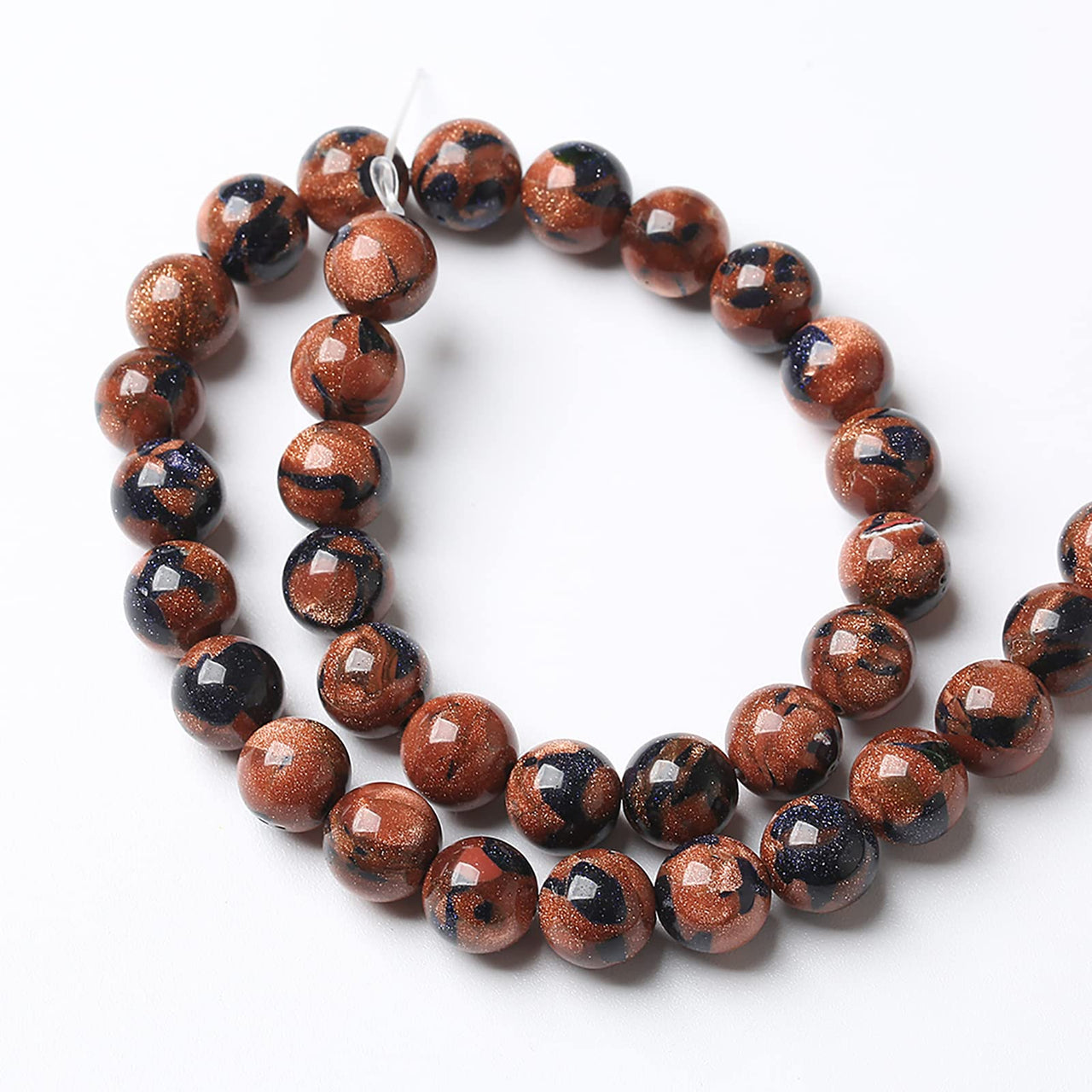 32pcs 12mm Starry Bicolor Sandstone Beads Natural Round Loose Spacer Beads for Jewelry Making DIY Bracelets Crystal Energy Healing Power Stone