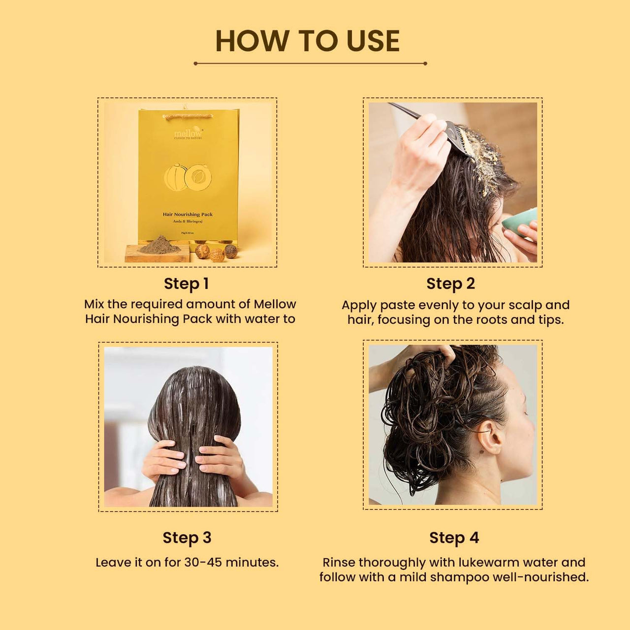 Mellow Herbals Ayurvedic Hair Nourishing Pack (75 GM) for deep Nourishment of Hair | Helps in Preventing Hair Fall and promote Shiny & Healthy Hair | Chemical, Paraben and Sulphate Free