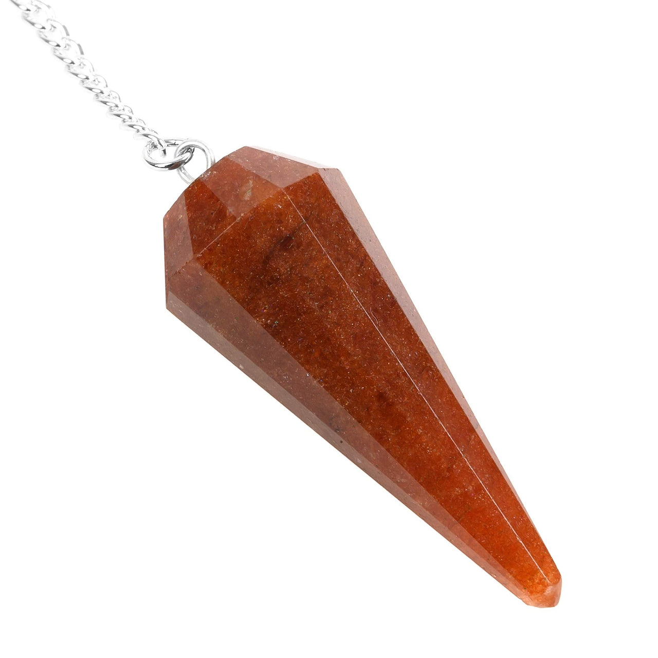 Natural Peach Aventurine Crystal Gemstone Rock Pendulum - Red Color - Hexagonal Pointed, Dowsing, Divination, Reiki Charged, Chakra Healing