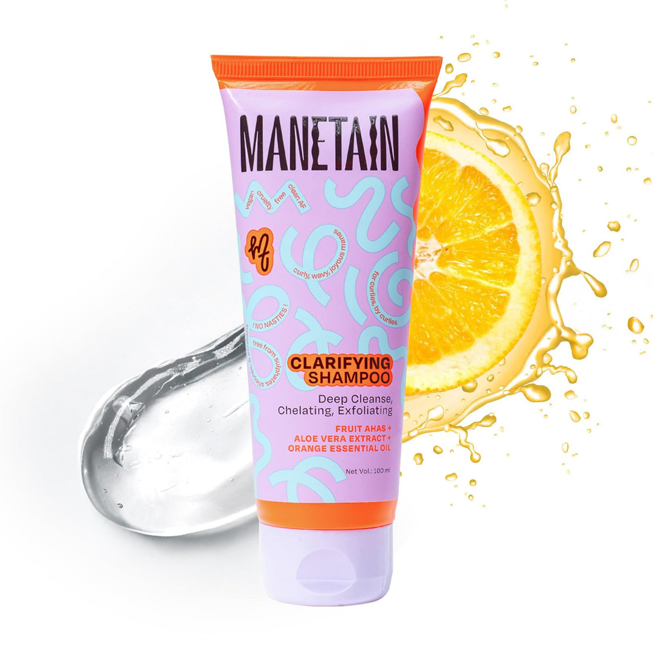 MANETAIN Clarifying Shampoo 100ml for Curly Hair | Sulphate & Paraben Free | Exfoliating & Non-Drying Formula with Fruit-Based AHAs for Curly, Frizzy, and Oily Hair | Safe for All Hair Types