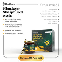Bold Care 100% Pure Himalayan Shilajit 24K Gold Resin (20gms) with 80+ Effective Minerals and 75% Fulvic Acid | Helps with stamina, metabolism & muscle recovery | Original Shilajeet