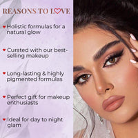Just Herbs Perfect Gifting Glam Makeup Essentials Eid Gift Set with Blush Drops | Kajal | Ultra Matte Lipstick | Strobe Cream | Liquid Lipstick and Nail Paint for Women 200g