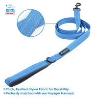 Voyager Reflective Dog Leash Collar Set with Neoprene Handle Supports Small, Medium, and Large Breed Puppies, Cute and Heavy Duty for Walking, Running, and Training - Baby Blue, M Leash Collar Set (Baby Blue) Leash Collar Set (3/4
