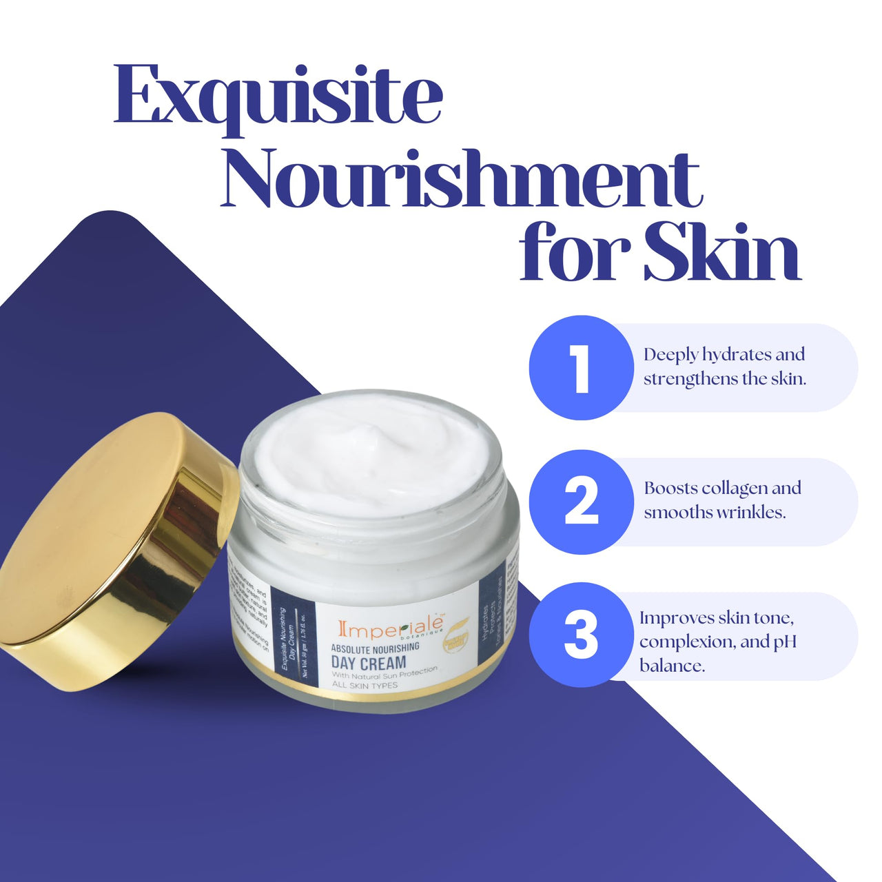 Imperiale Botanique Absolute Nourishing Day Cream | Ashwagandha, Niacinamide & Silk Protein | FDA Approved | Natural Sun Protection | Reduces Fine Lines & Wrinkles | Deep Hydration & Nourishment | Women & Men | All Skin Types | 15 Herbs, 50 GM