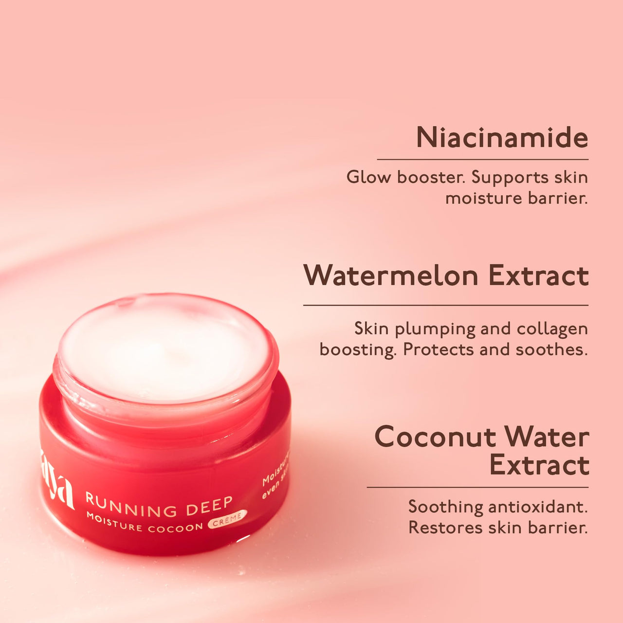 Asaya Moisture Cocoon Creme | Lightweight Moisturizing Cream | Niacinamide, Watermelon & Coconut Water Extract | Soothes, Firms & Adds Glow | Non-Sticky | For Dry to Normal Skin Types | 15 gm
