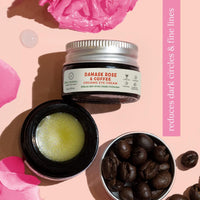Juicy Chemistry Damask Rose & Coffee Under Eye Cream, 5 g, Caffeine-rich Eye Cream for Dark Circles, Fine Lines & Puffy Under Eyes - Certified Organic Night Eye Cream