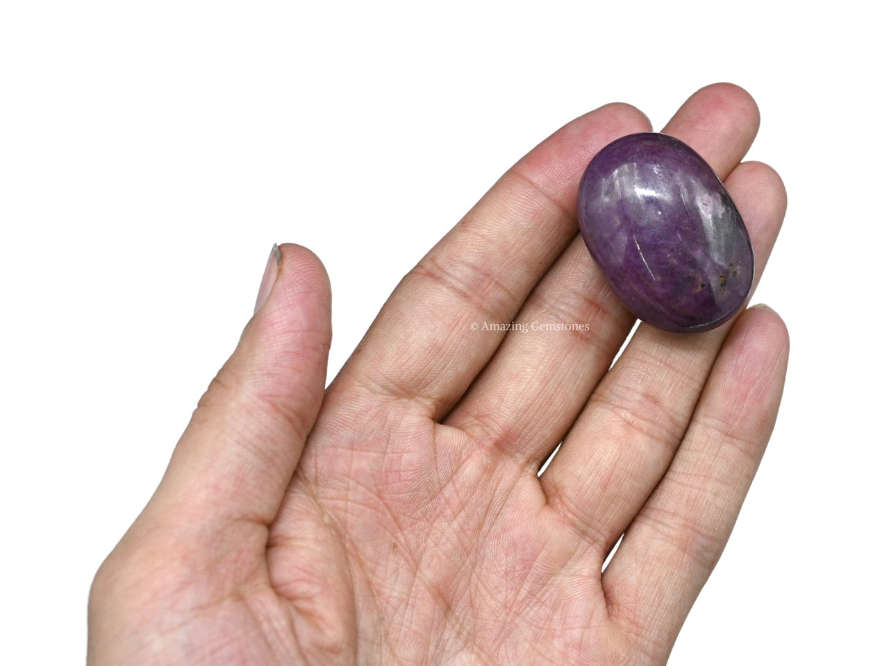 Small Ruby Palm Stone - Pocket Massage Worry Stone for Natural Body Chakra Balancing, Reiki Healing and Crystal Grid Ruby - Small